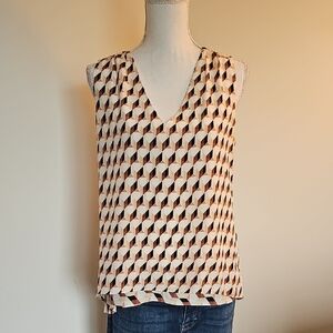 White House Black Market V-Neck Geometric Blouse